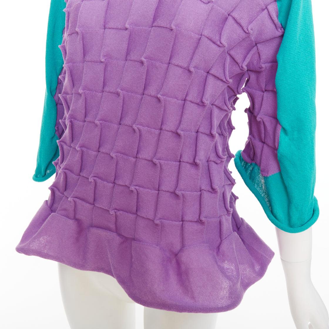 ISSEY MIYAKE jersey plisado en tejido bateau de algodón verde púrpura JP2 M Púrpura en venta