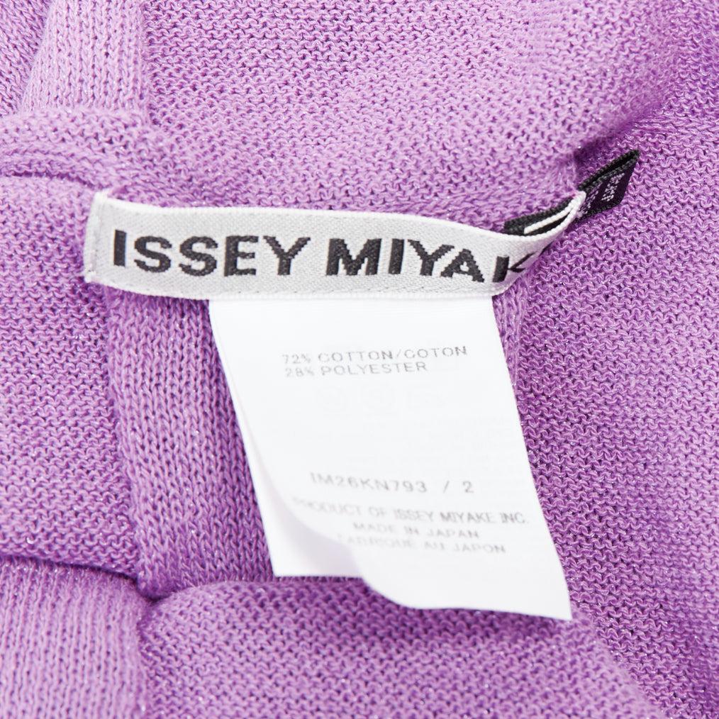 ISSEY MIYAKE jersey plisado en tejido bateau de algodón verde púrpura JP2 M en venta 3
