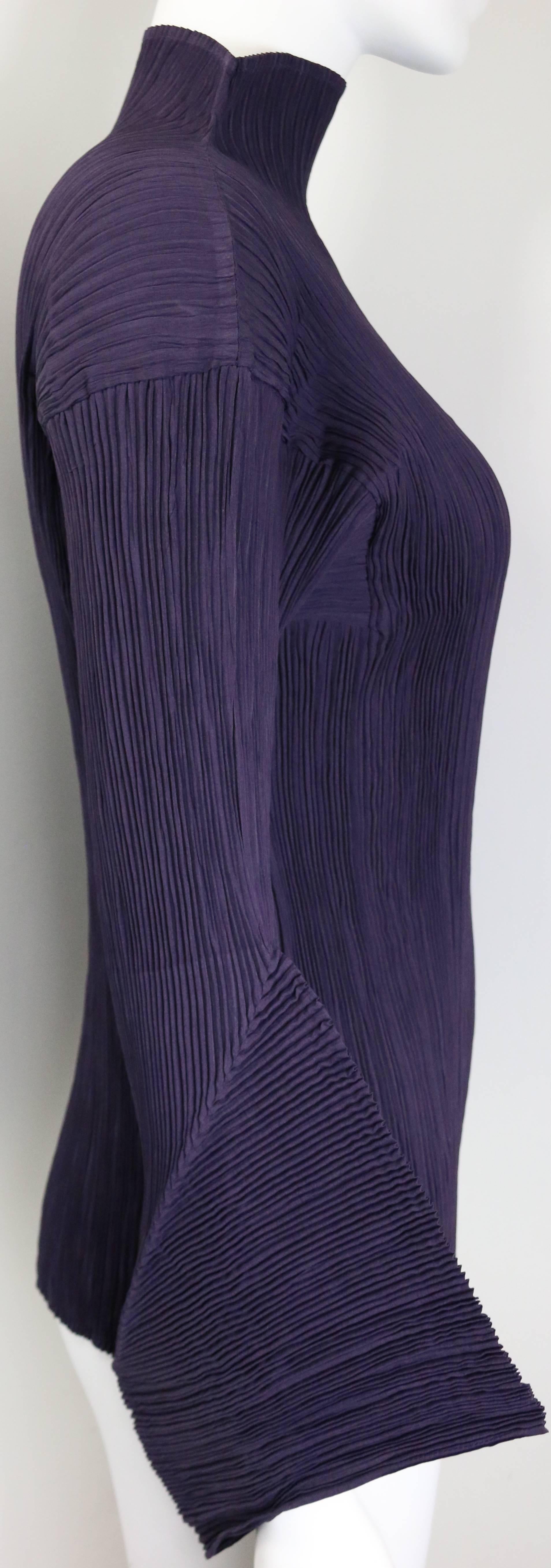 Black Issey Miyake Purple Pleated with 3D sleeves Top For Sale