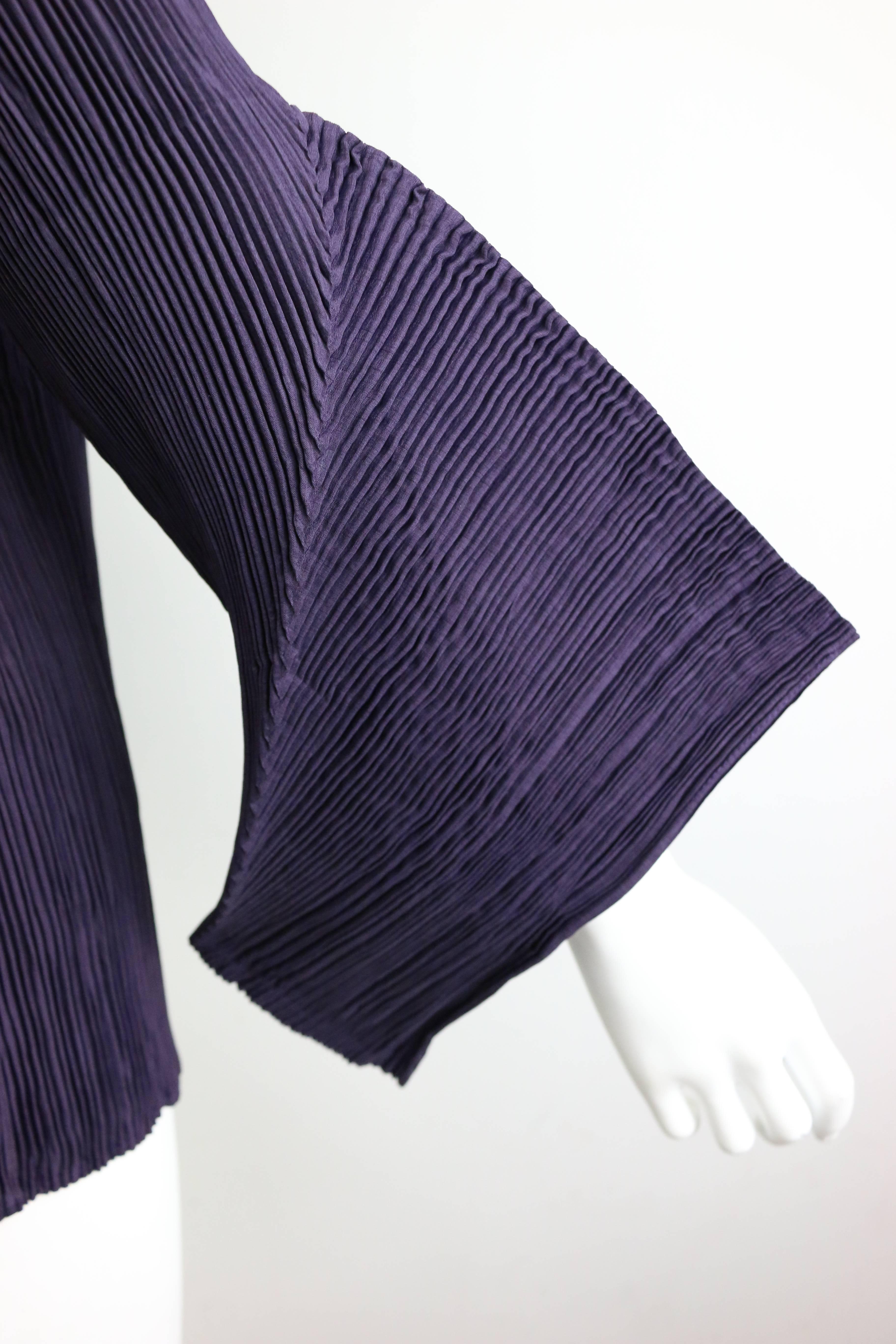 Issey Miyake Purple Pleated with 3D sleeves Top In New Condition For Sale In Sheung Wan, HK