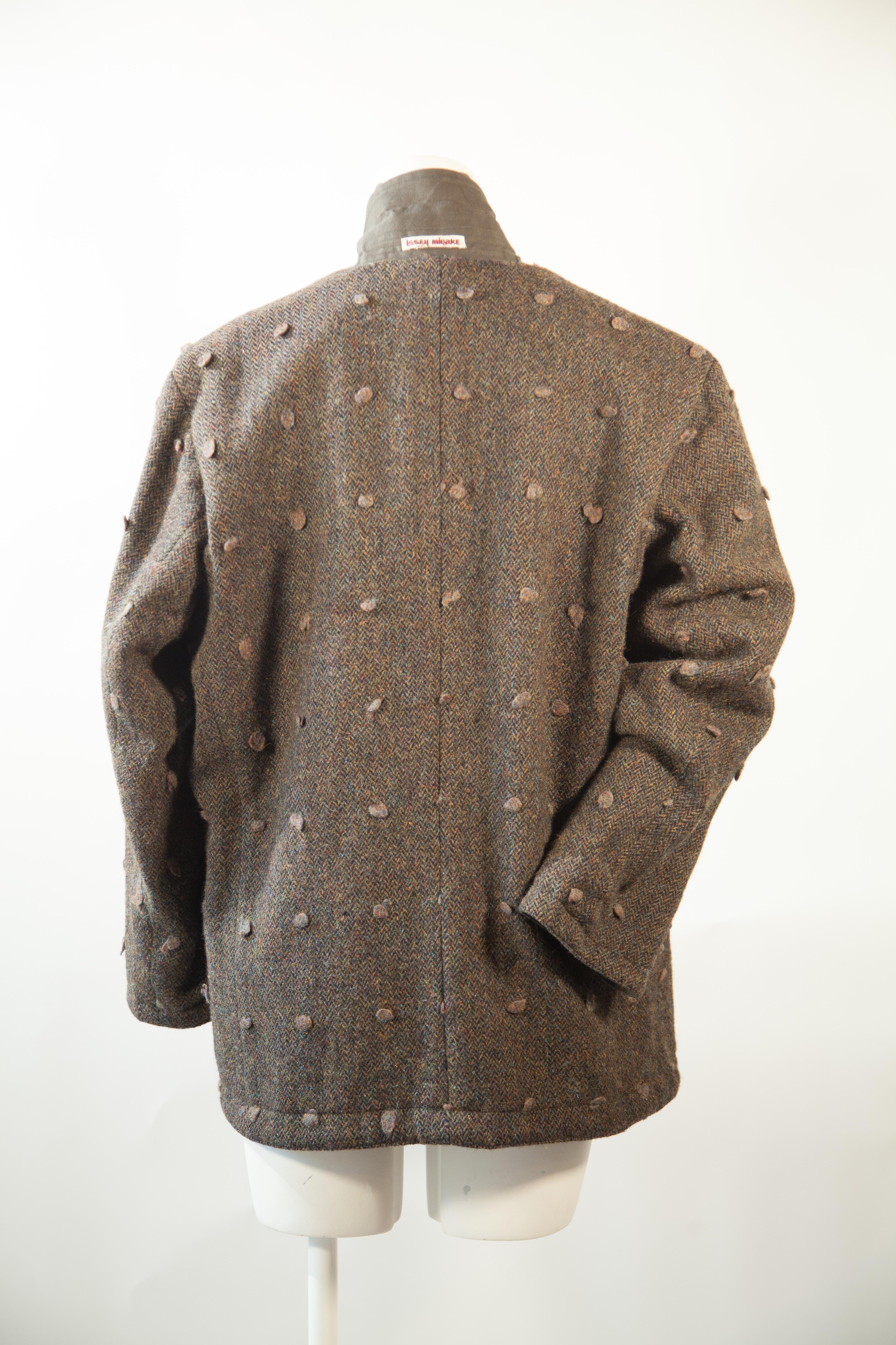 Brown Issey Miyake, Rare, Reversible, Wool, Tweed Jacket, 1970s For Sale
