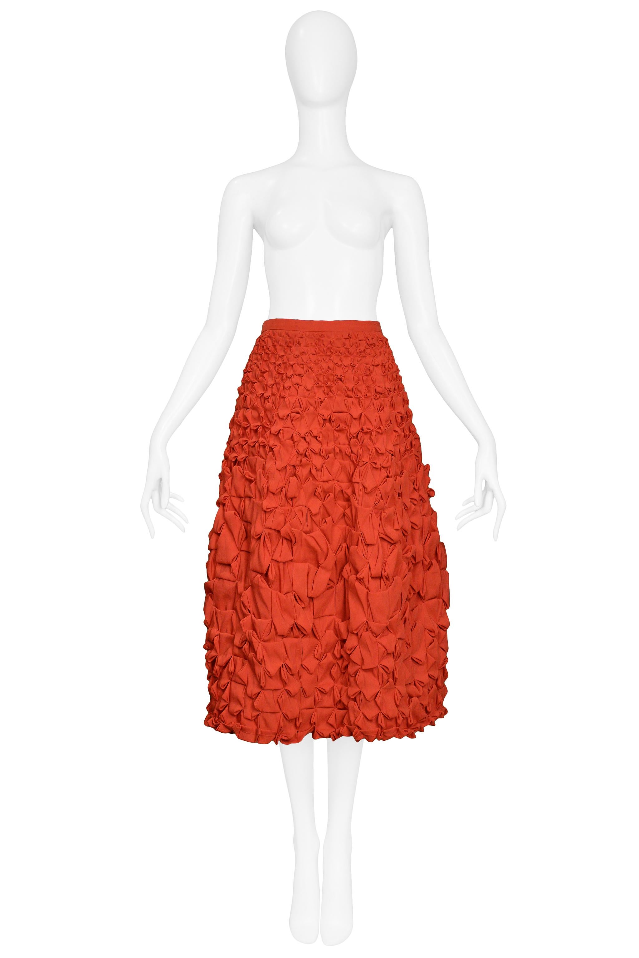 Issey Miyake Red Abstract Pleat Skirt For Sale 1