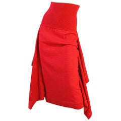 Issey Miyake red knit skirt with side panels, 1990s