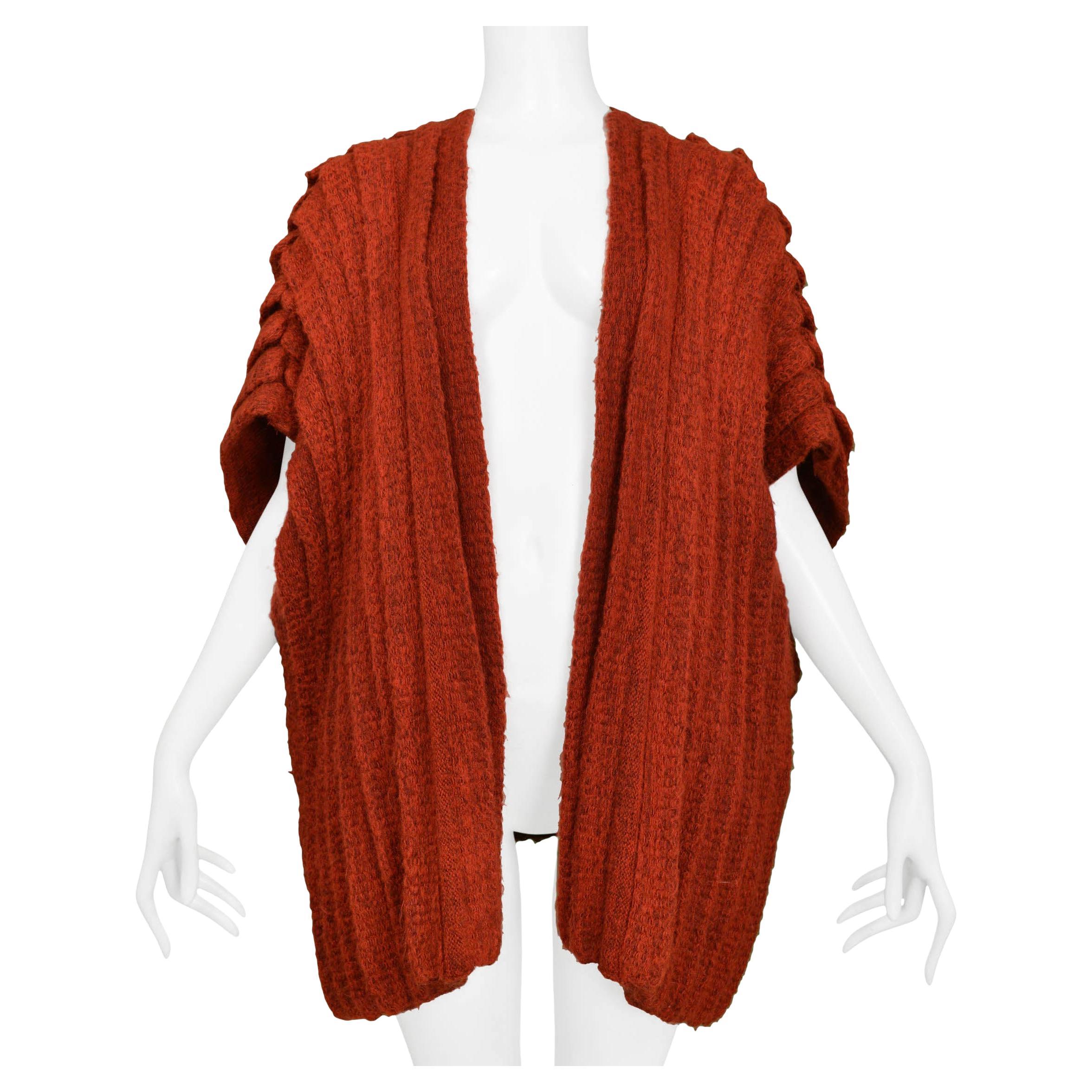 Issey Miyake Red Pleated Knit Vest