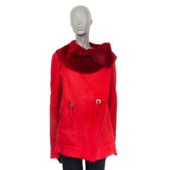 ISSEY MIYAKE red SHEARLING DOUBLE BREASTED Coat Jacket 2 S