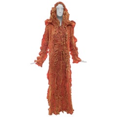 Issey Miyake Runway Button Front Iridescent Plissé Long Cardigan, Fall 1999