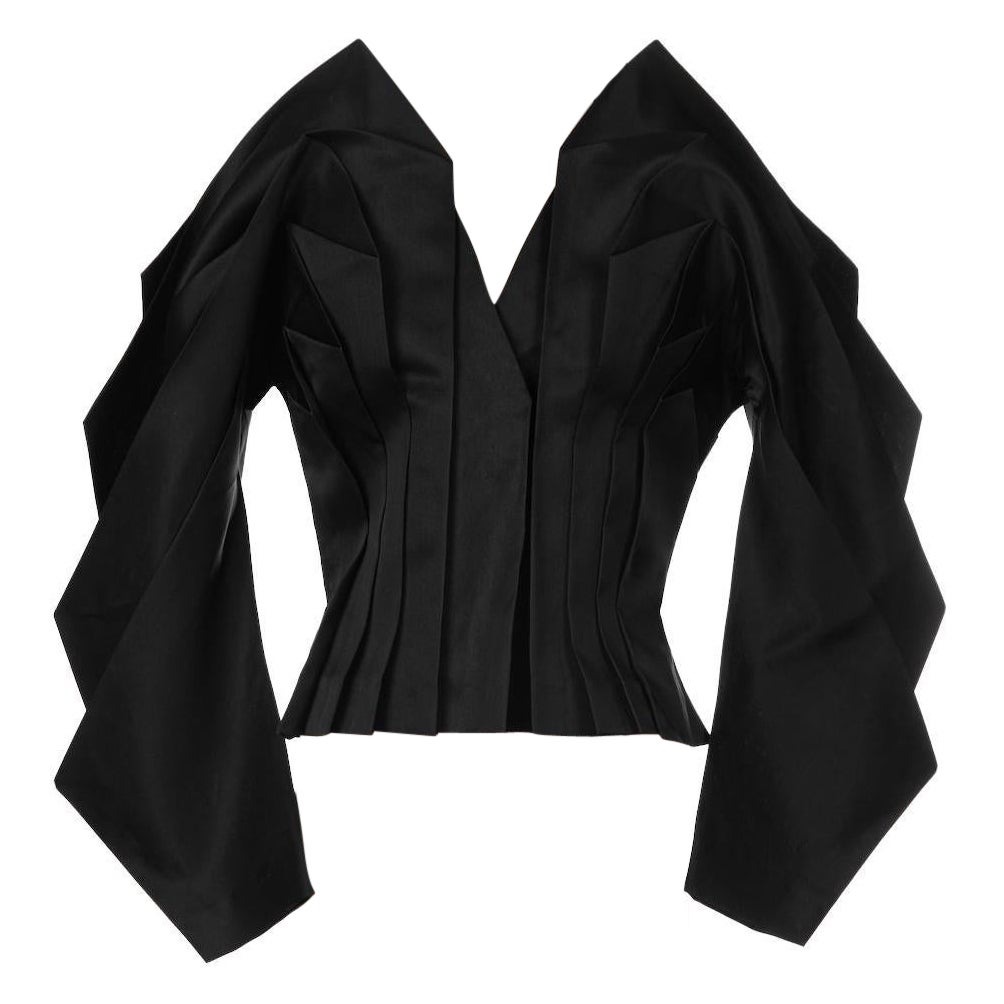 ISSEY MIYAKE F/S 1991 Dokumentierte Laufsteg-Seidenjacke 'Dinosaur' mit Ärmeln aus schwarzer Seide im Angebot