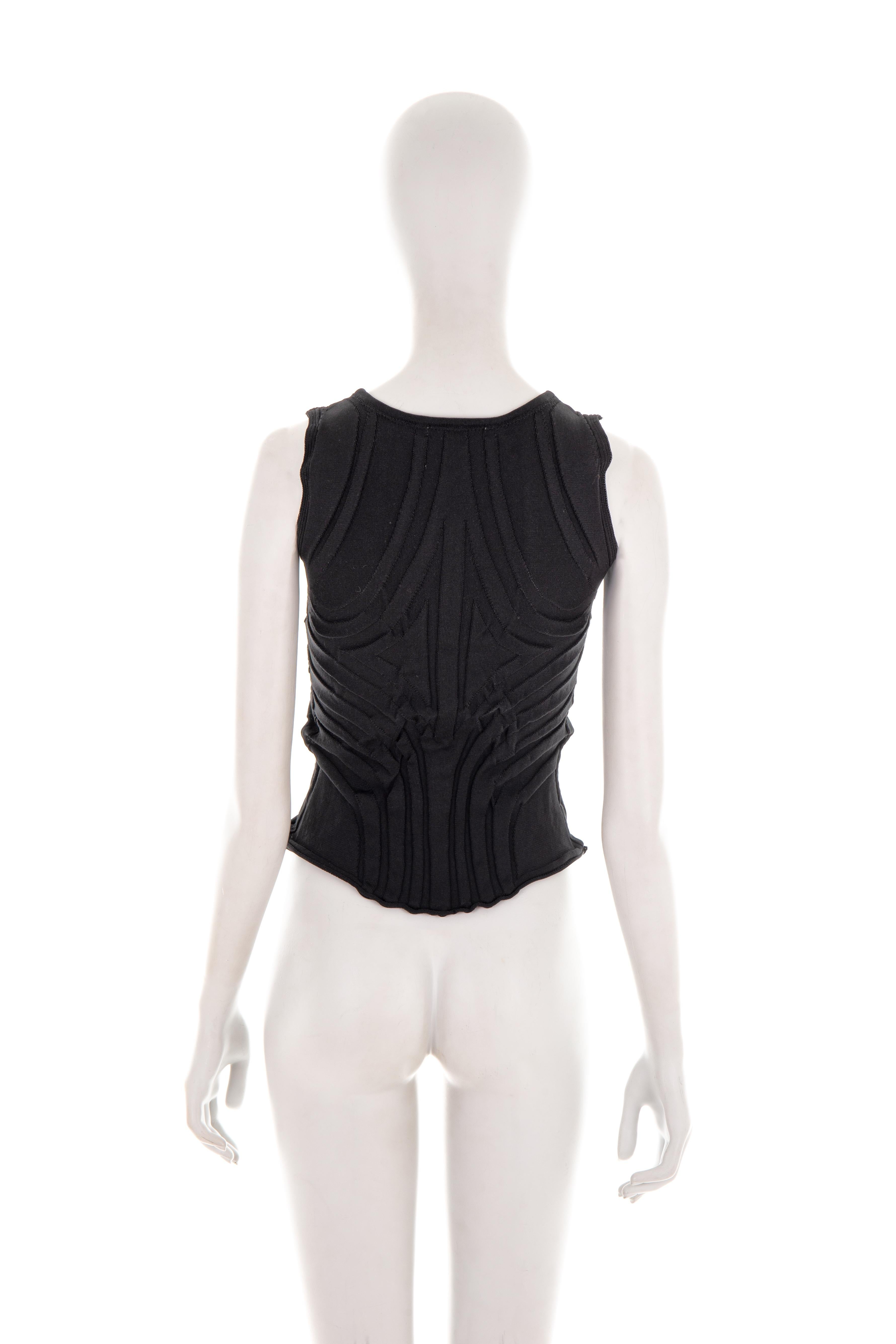 Issey Miyake S/S 2005 black Skeleton embossed top In Excellent Condition For Sale In Rome, IT