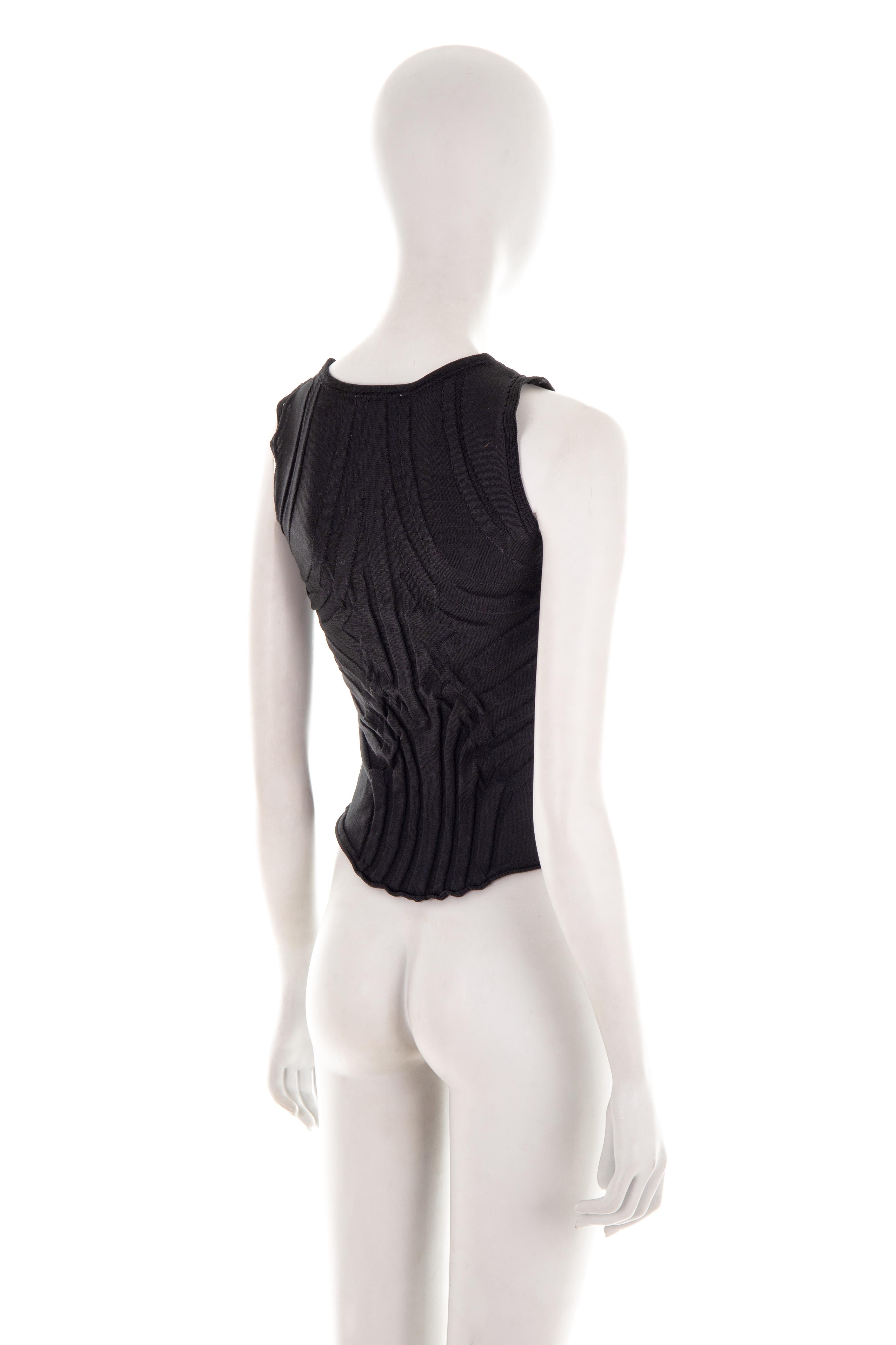 Women's or Men's Issey Miyake S/S 2005 black Skeleton embossed top For Sale