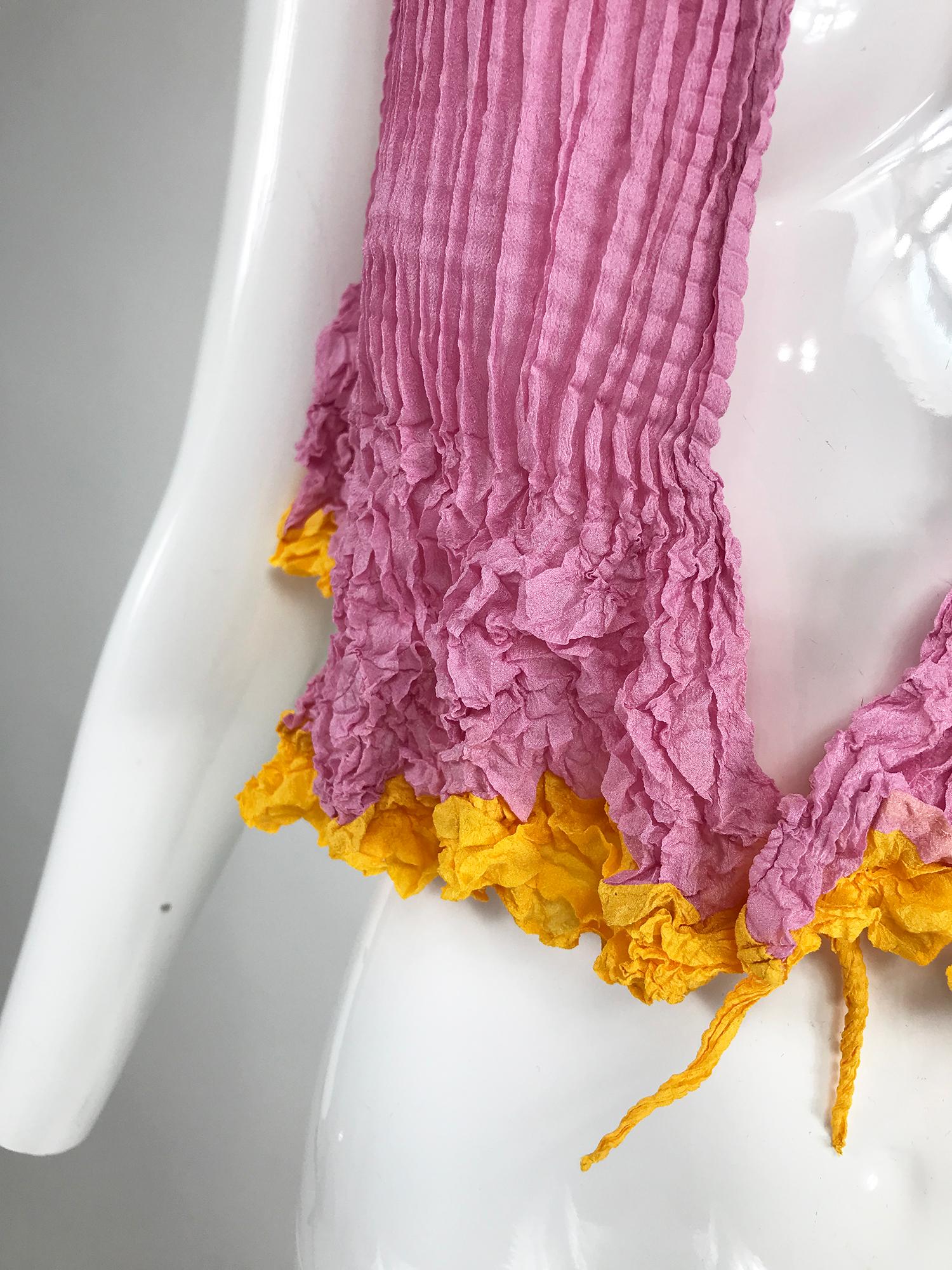 pink and yellow scarf