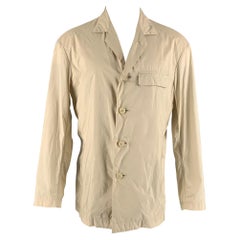 ISSEY MIYAKE Talla 40 Chaqueta con solapa de muesca de nailon sólido beige