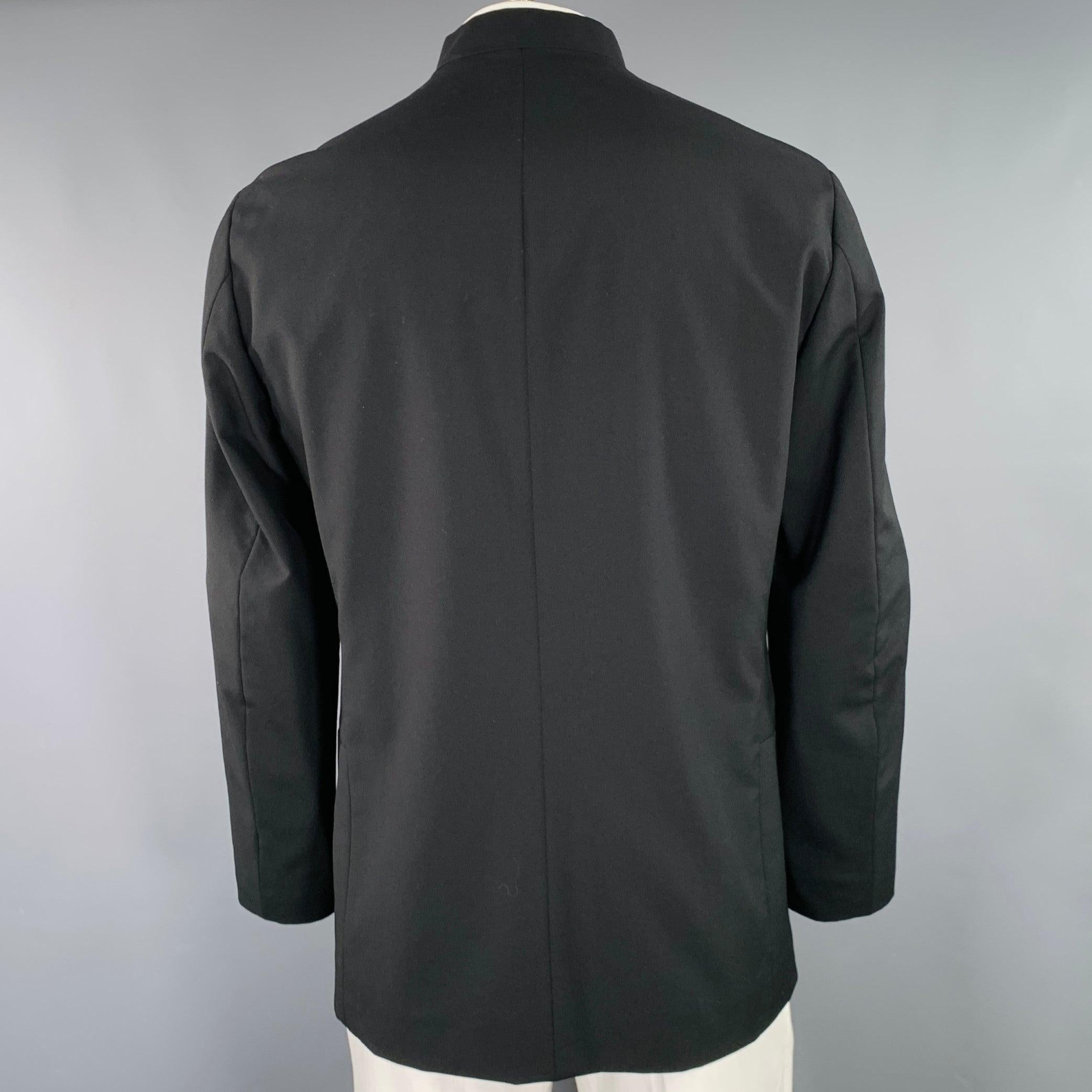 ISSEY MIYAKE Size 42 Black Wool Nehru Collar Sport Coat In Excellent Condition In San Francisco, CA