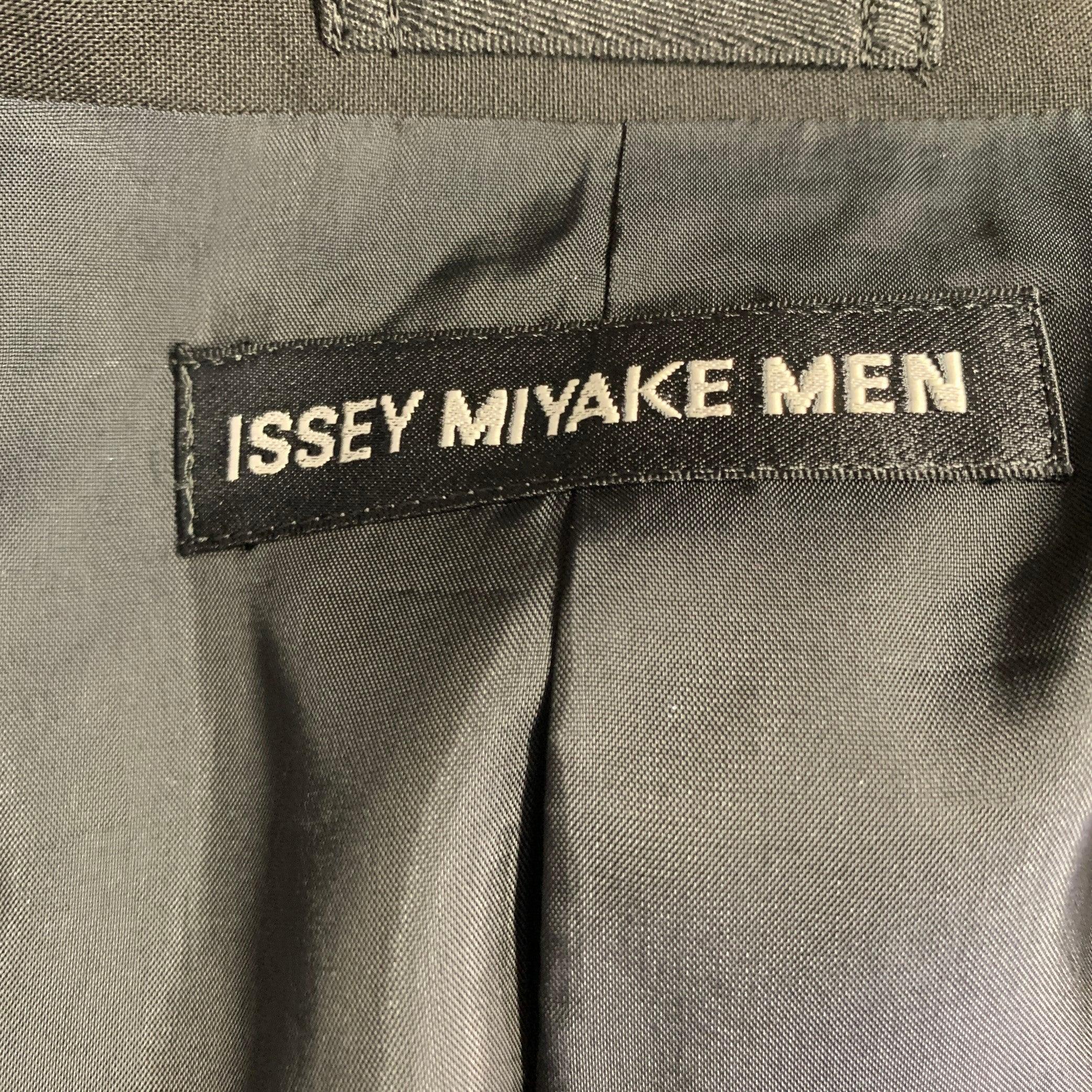 ISSEY MIYAKE Size 42 Black Wool Nehru Collar Sport Coat 2