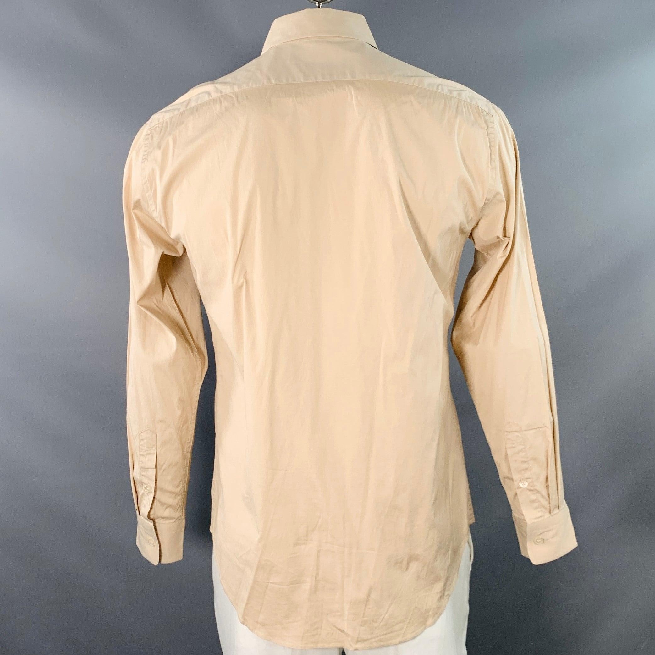 Beige Issey Miyake Taille L Chemise à manches longues en coton beige à une poche en vente