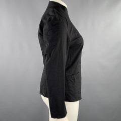 ISSEY MIYAKE Size L Black Nylon Blend Single Breasted Collarless Jacket