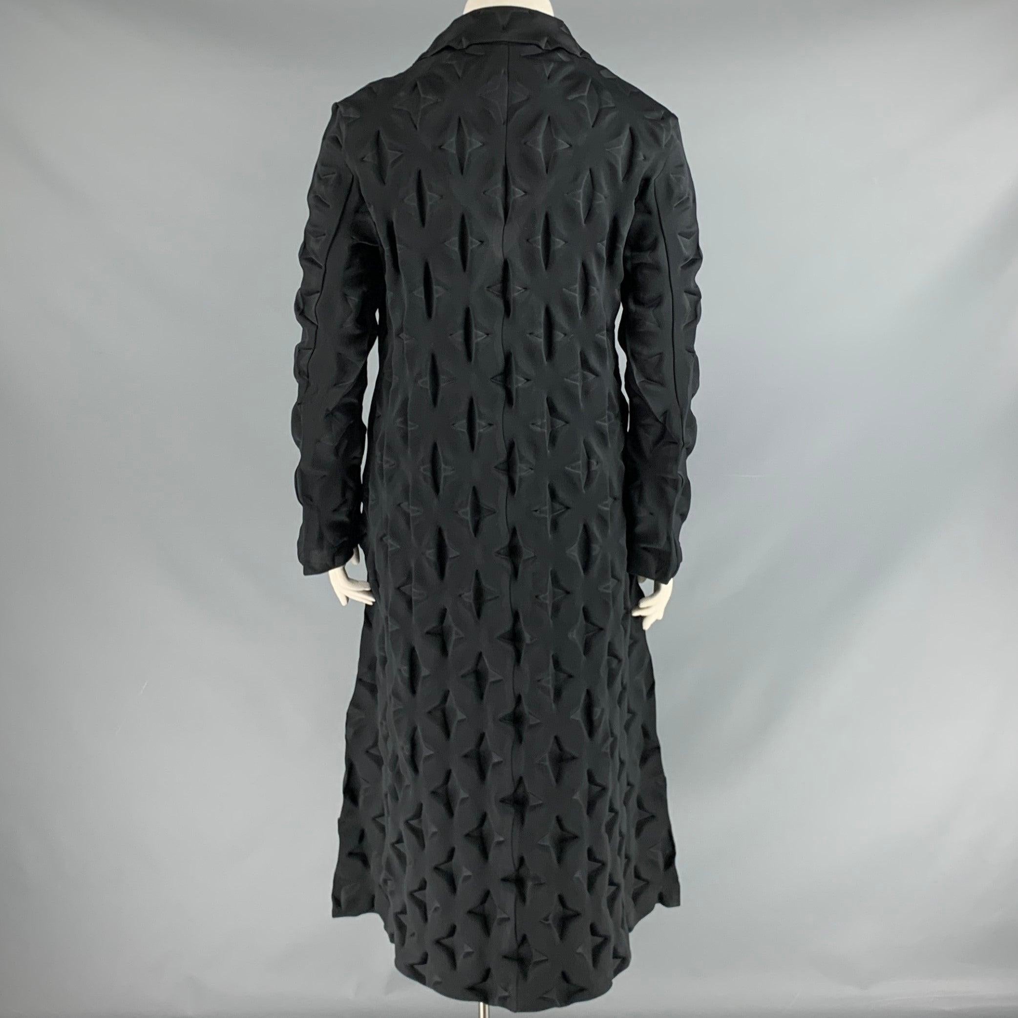 ISSEY MIYAKE Size L Black Polyester Stars Embossed Long Coat 1