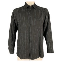 ISSEY MIYAKE Size L Black Textured Cotton Button Down Long Sleeve Shirt