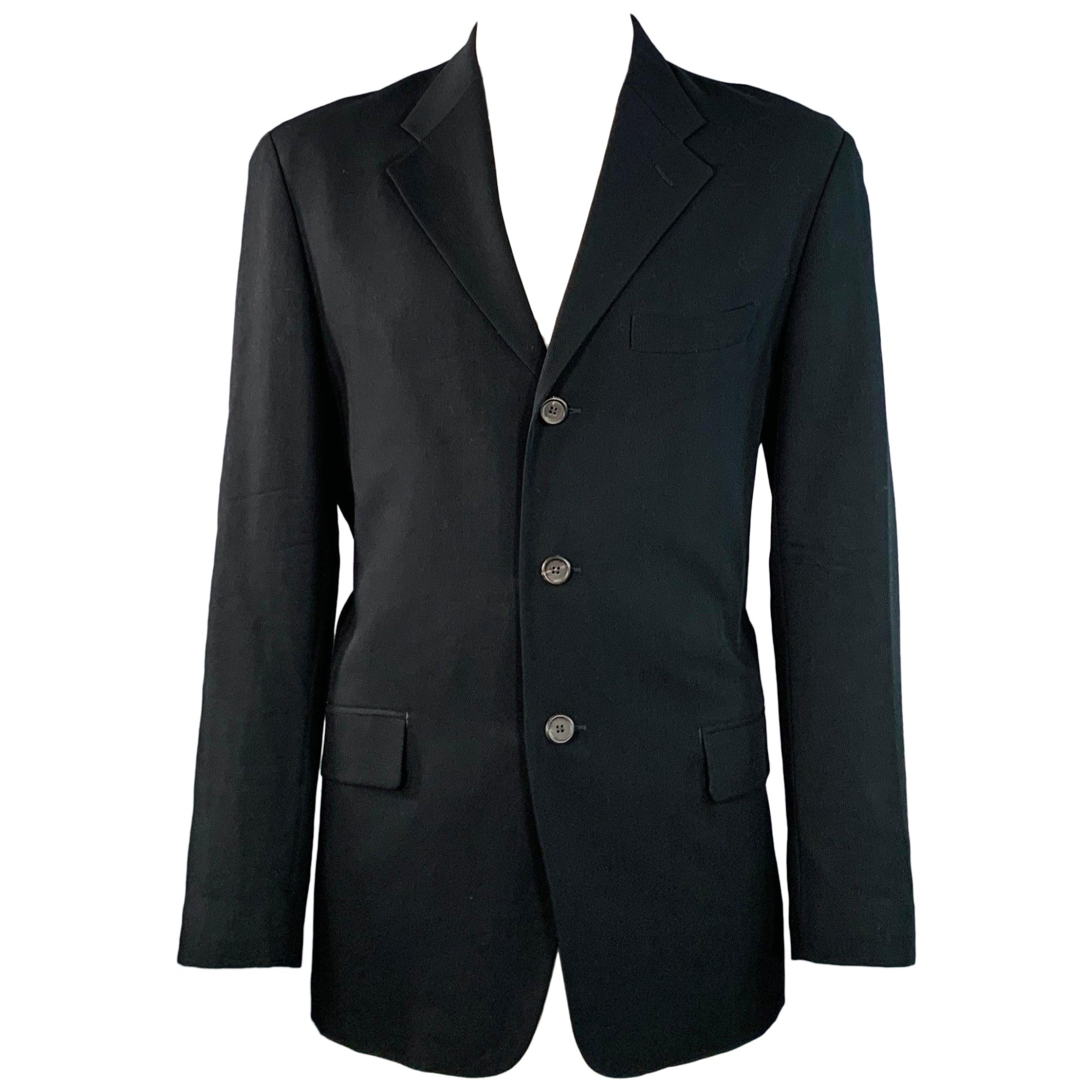 ISSEY MIYAKE Size L Black Twill Wool Notch Lapel Sport Coat