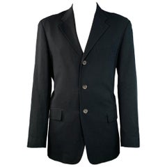 ISSEY MIYAKE Size L Black Twill Wool Notch Lapel Sport Coat