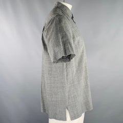 ISSEY MIYAKE Size L Grey Heather Polyester Linen Short Sleeve Shirt