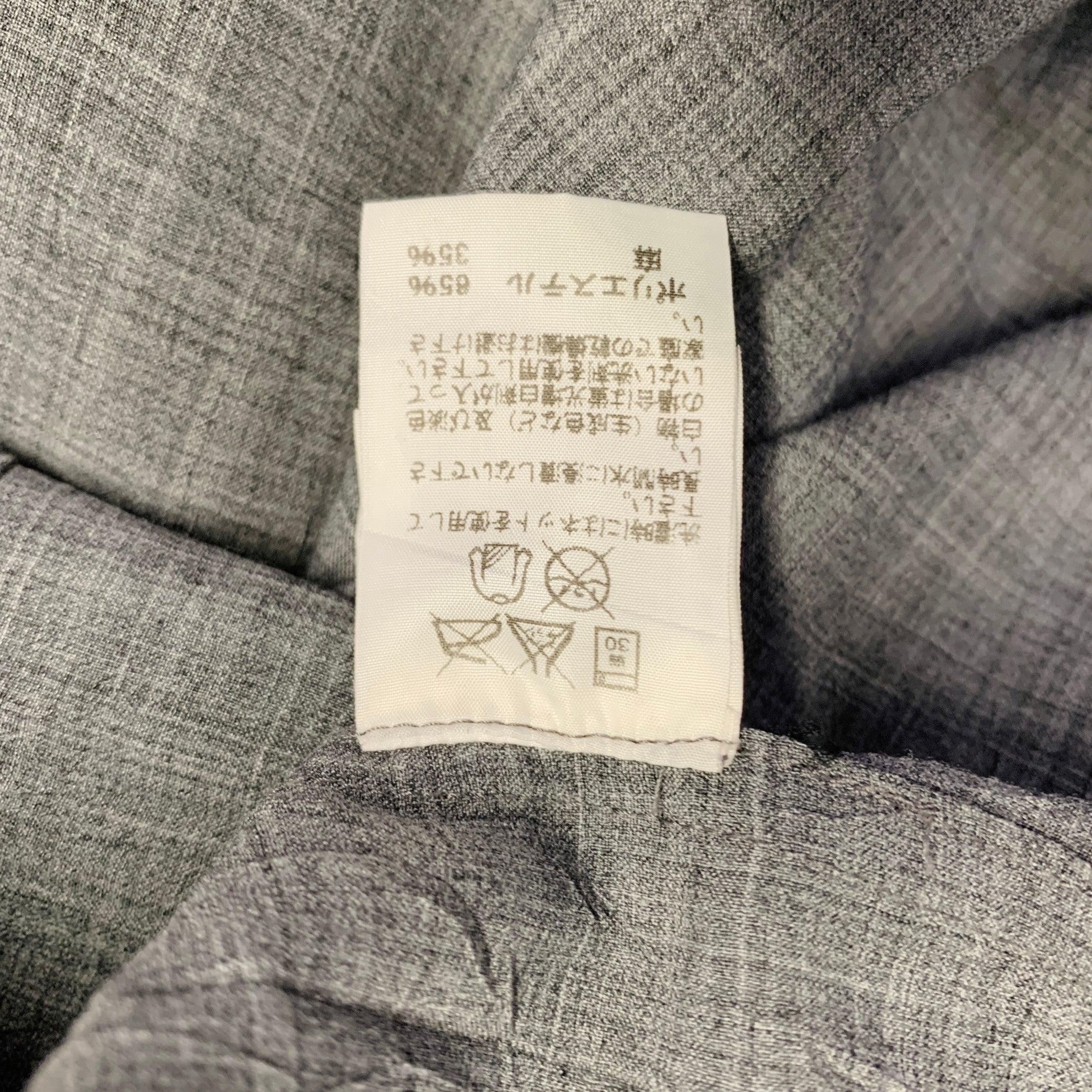 ISSEY MIYAKE Taille L Chemise à manches courtes en polyester et lin gris chiné Pour hommes en vente