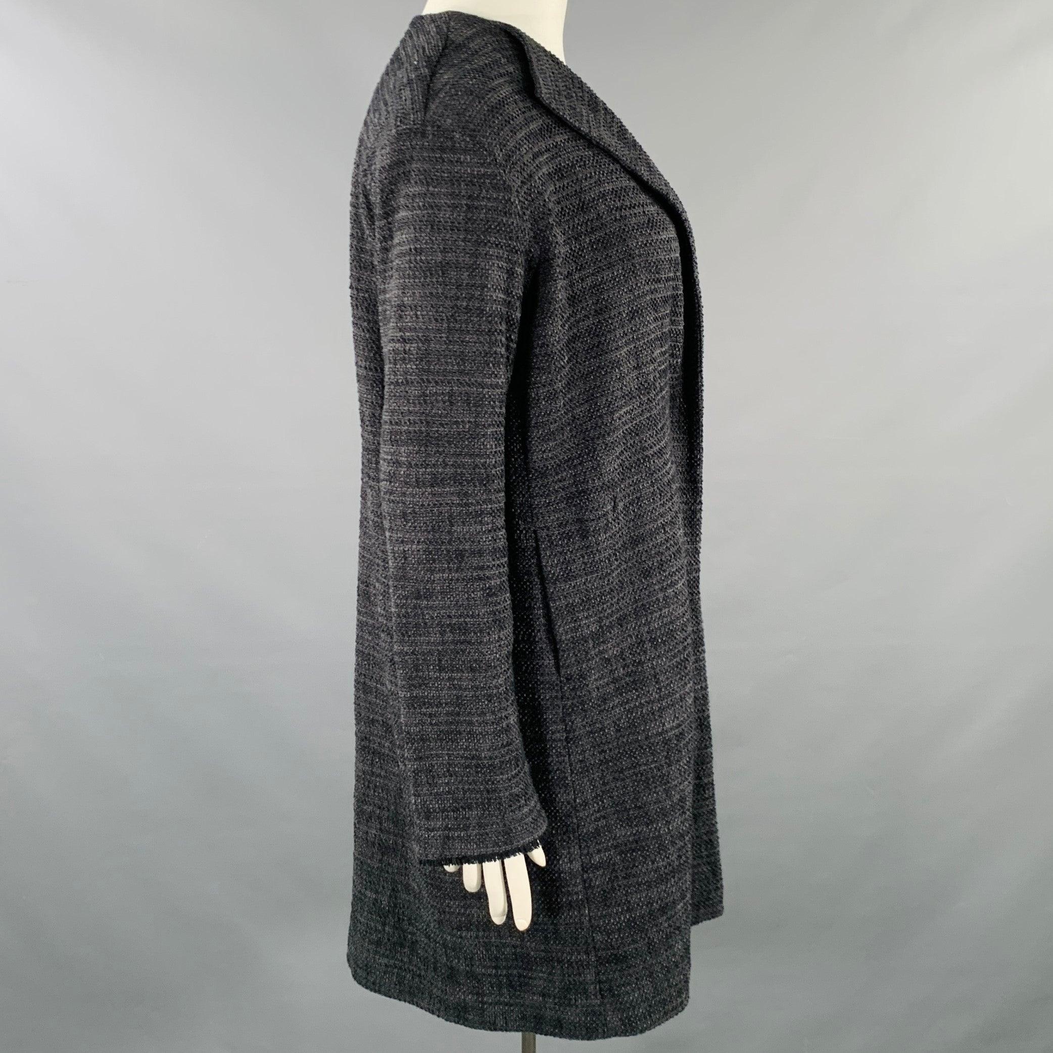 Nero Issey Miyake Taglia L Grigio Navy Cappotto monopetto con bottoni automatici in vendita