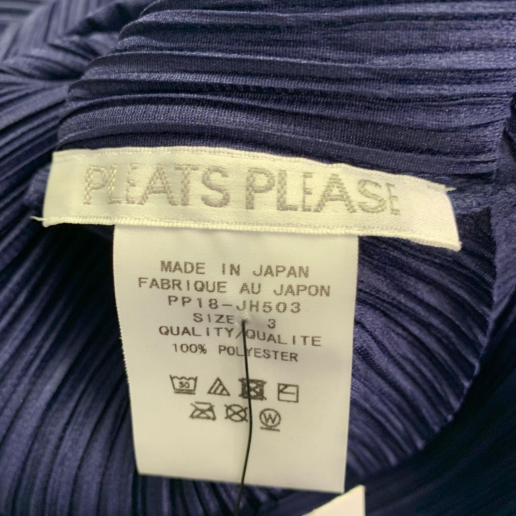 Women's ISSEY MIYAKE Size L Navy Polyester Pleated Sleeveless Dress For Sale