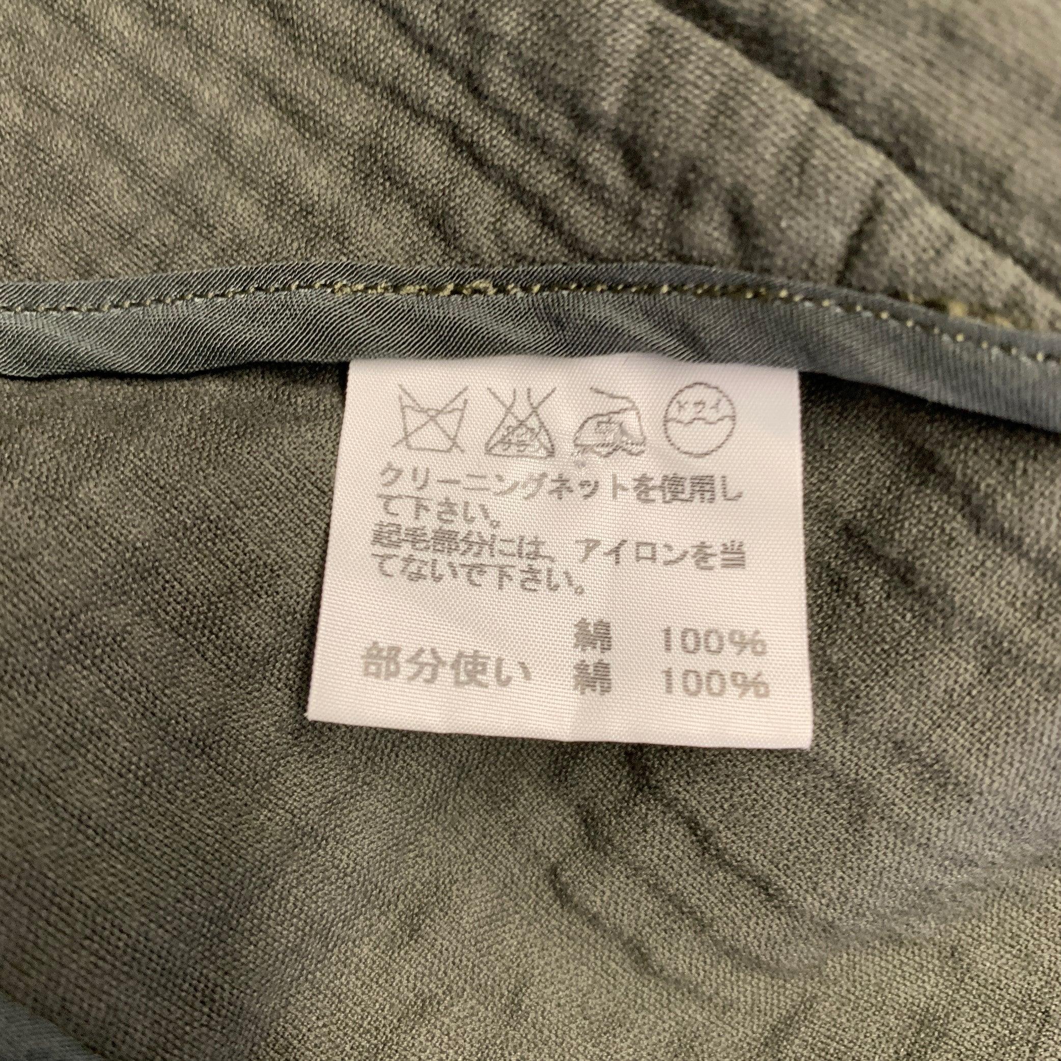 ISSEY MIYAKE Size L Olive Green Cotton Textured Unlined Jacket For Sale 2