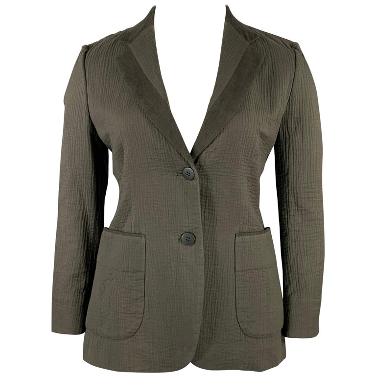 ISSEY MIYAKE Giacca sfoderata in cotone verde oliva Taglia L in