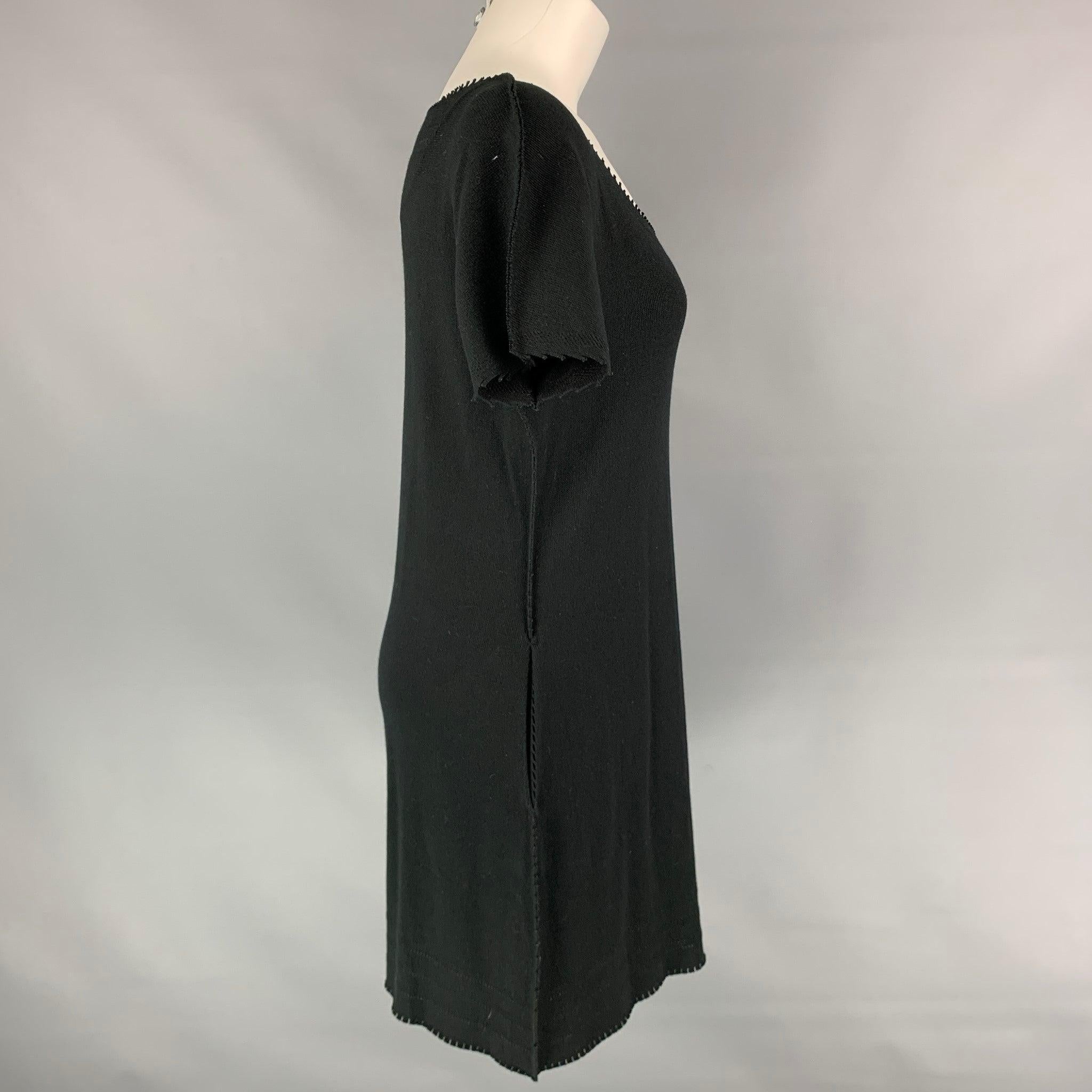 ISSEY MIYAKE Size M Black Knitted Raw Edged Shift Dress In Good Condition For Sale In San Francisco, CA
