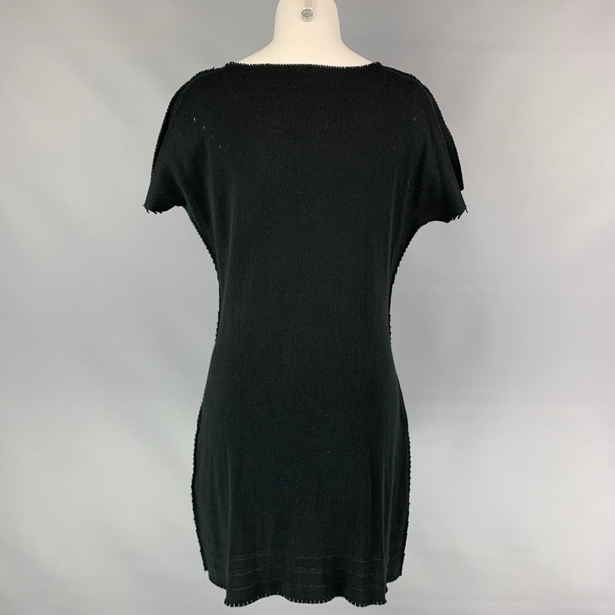 Women's ISSEY MIYAKE Size M Black Knitted Raw Edged Shift Dress