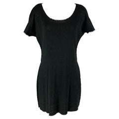 ISSEY MIYAKE Size M Black Knitted Raw Edged Shift Dress