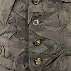 ISSEY MIYAKE Size M Black Pleated Polyester Silk V-Neck Vest