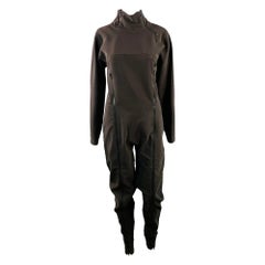 ISSEY MIYAKE Talla M Mono negro de mezcla de poliéster con cuello alto y cremallera