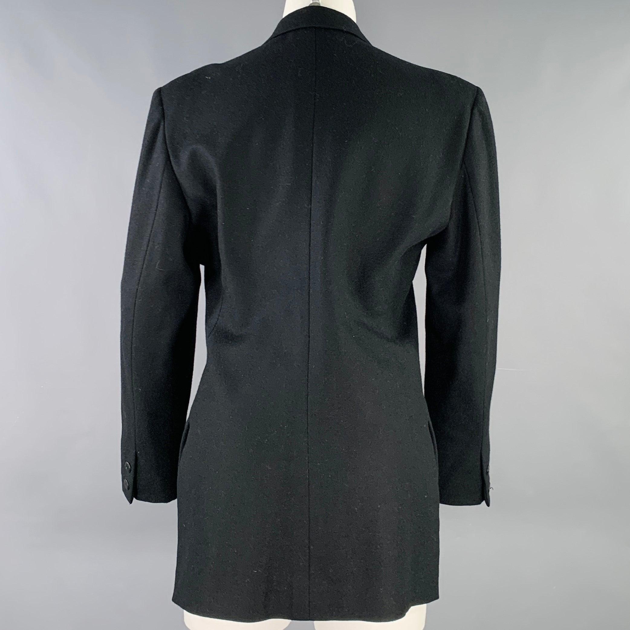 ISSEY MIYAKE Size M Black Wool Blend Single Breasted Jacket Blazer In Excellent Condition For Sale In San Francisco, CA