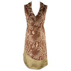 ISSEY MIYAKE Size M Brown Beige Snakeskin Print Sleeveless Dress