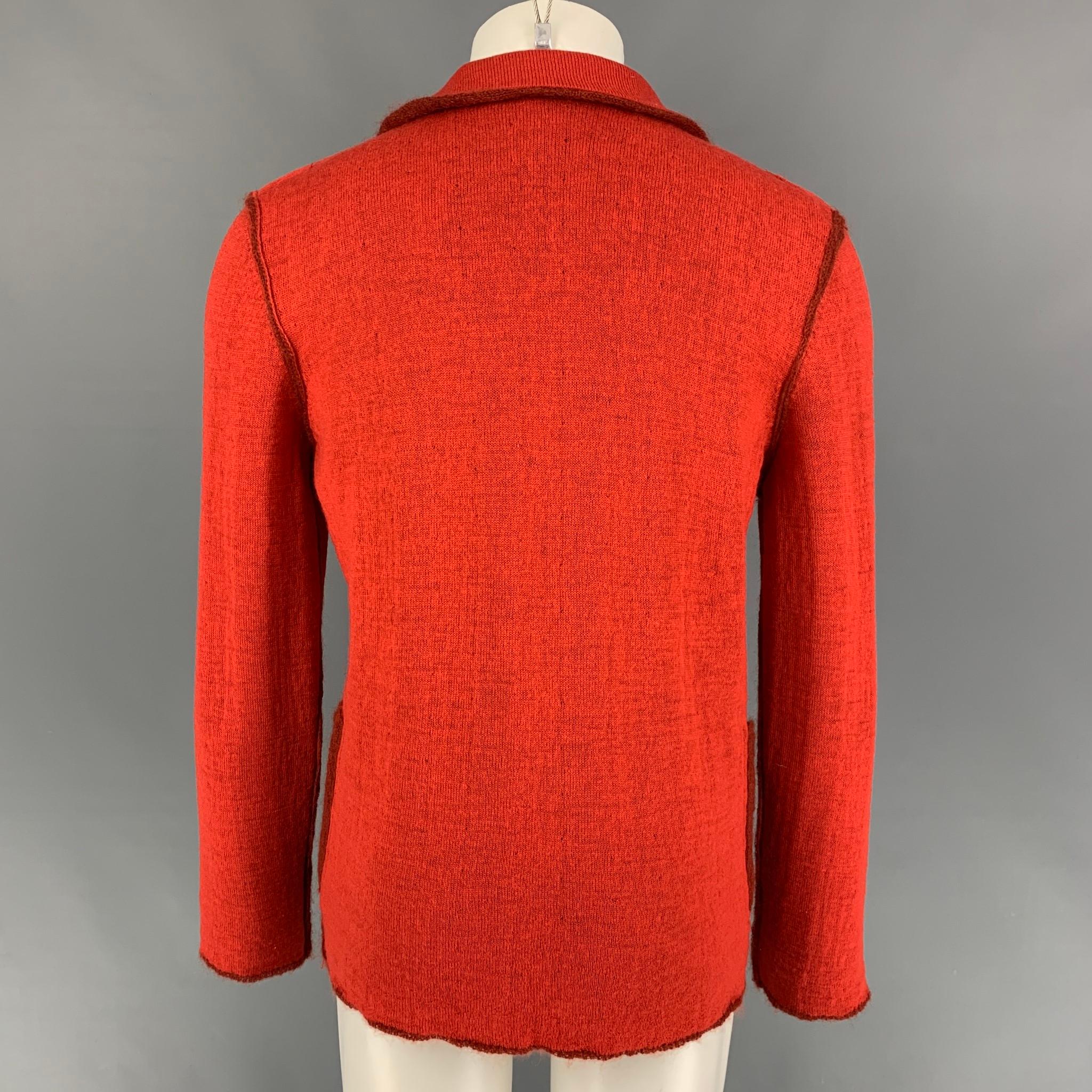 Red ISSEY MIYAKE Size M Orange Rust Knit Reversible Cardigan