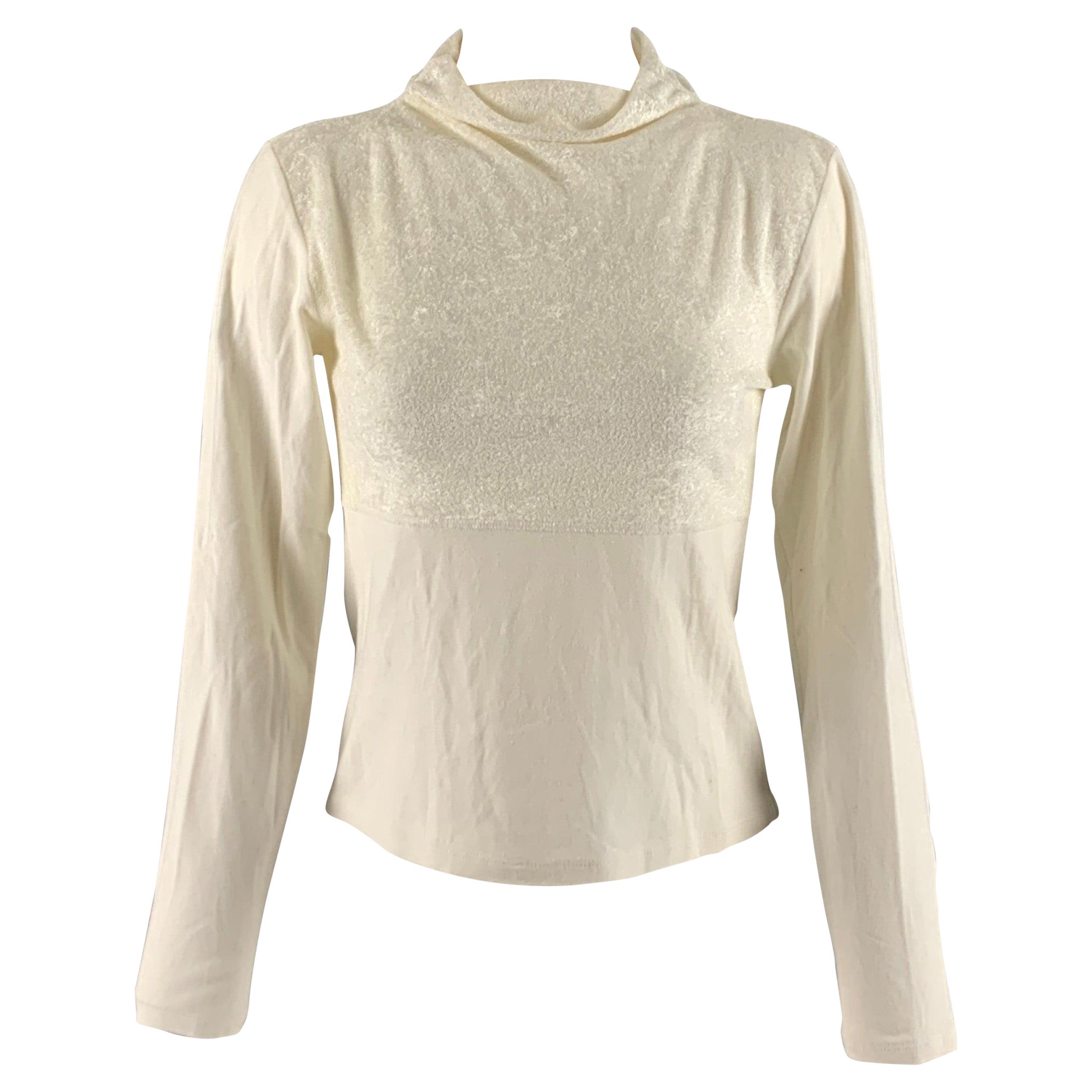 Issey Miyake Taglia S Crema Acetato Poliestere Top casual a collo alto