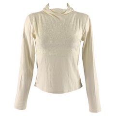 ISSEY MIYAKE Tallas S Crema Acetato Poliéster Cuello Burdeos Top Casual