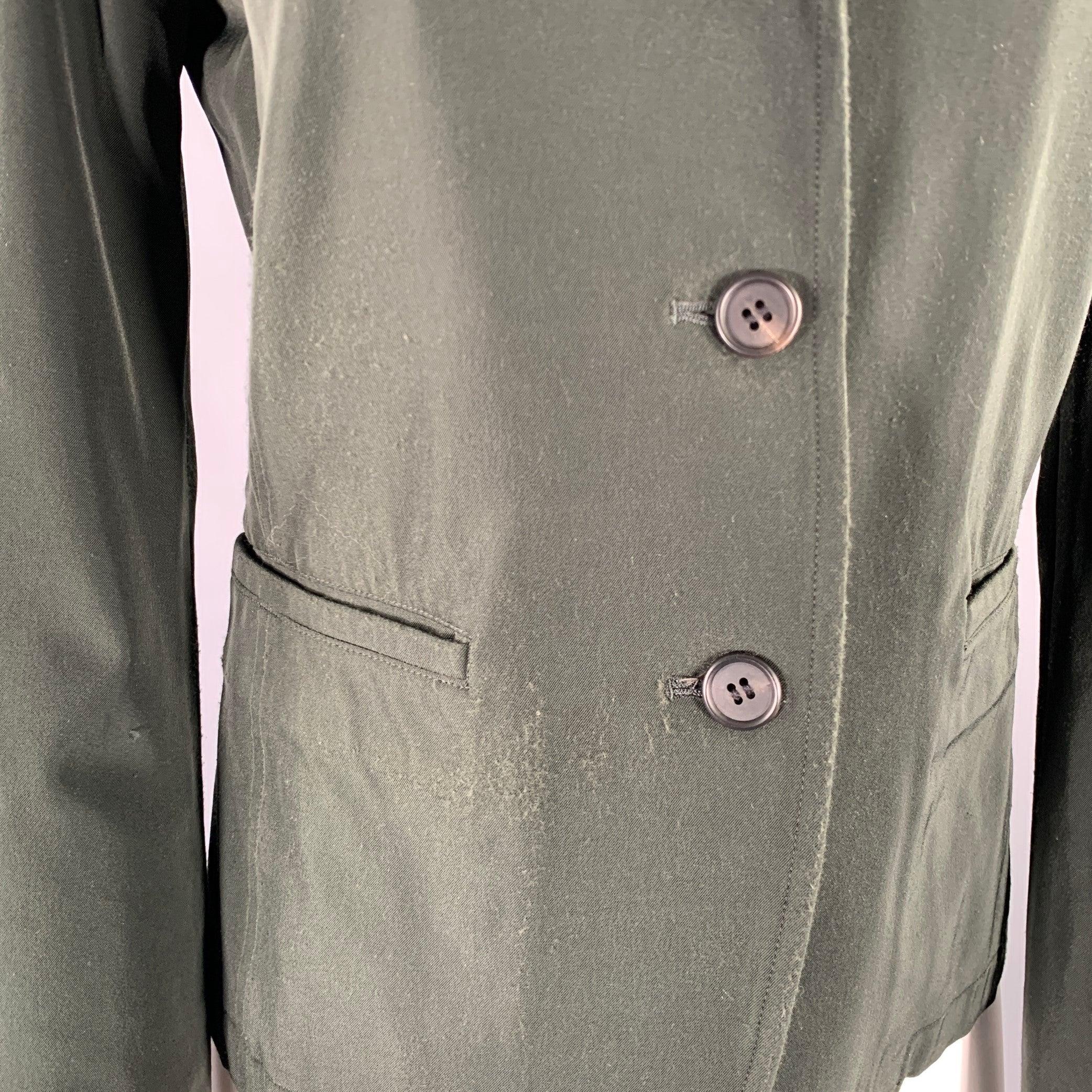 Issey Miyake Taille S Blazer vert à patte unique Pour femmes en vente