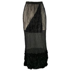 ISSEY MIYAKE Size XS Black Polyester Wrinkled Pencil Midi Skirt