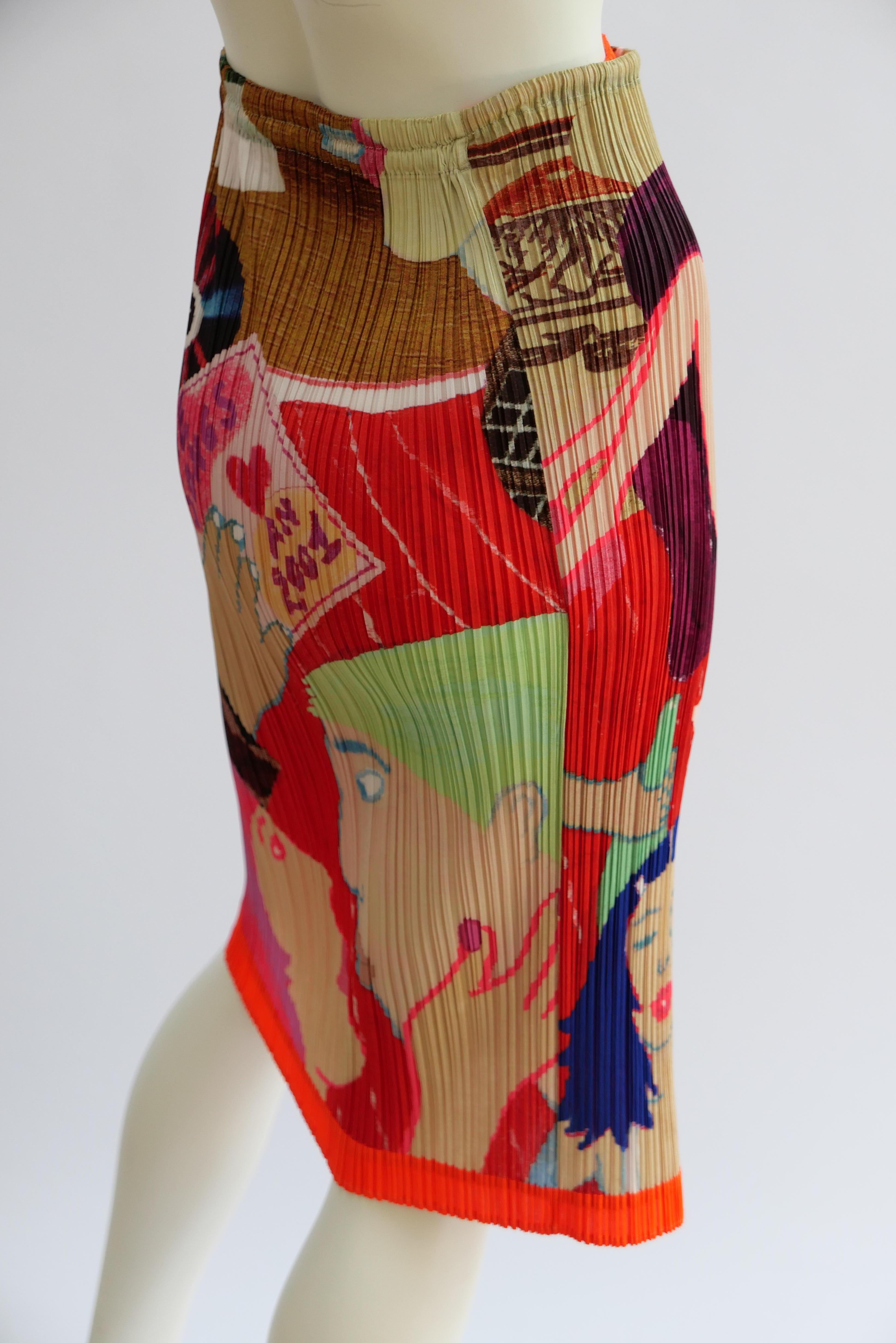  Issey Miyake Skirt With Art Illustration Print In Good Condition For Sale In London, GB