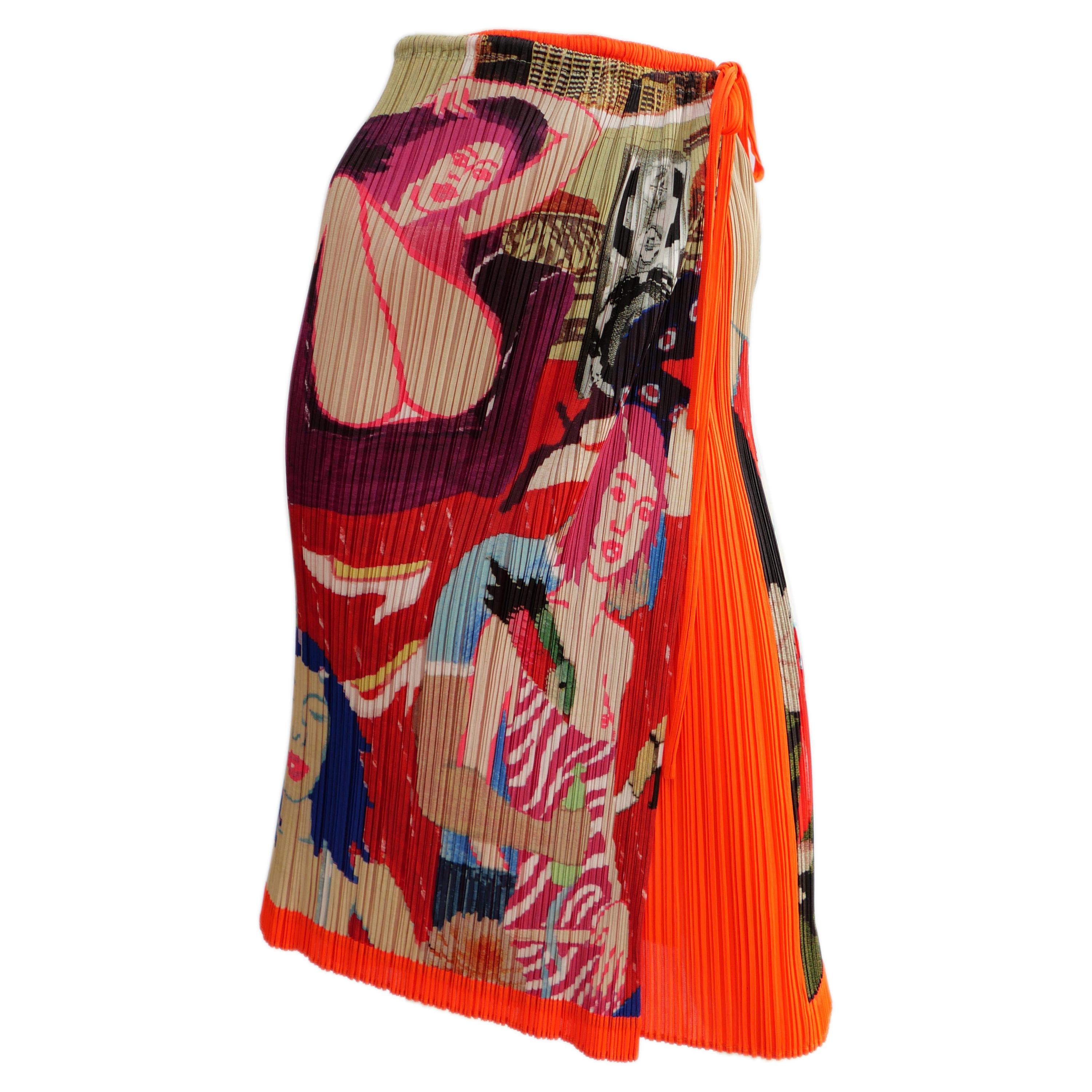  Issey Miyake Skirt With Art Illustration Print For Sale