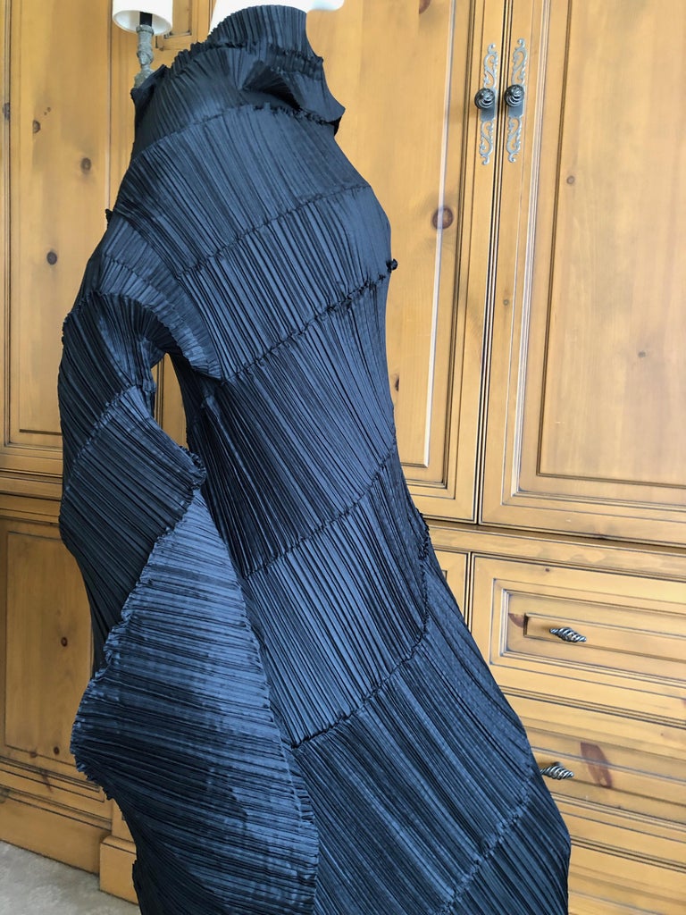 Issey Miyake Spiraling Sculptural Black Pleated Vintage Dress at 1stDibs