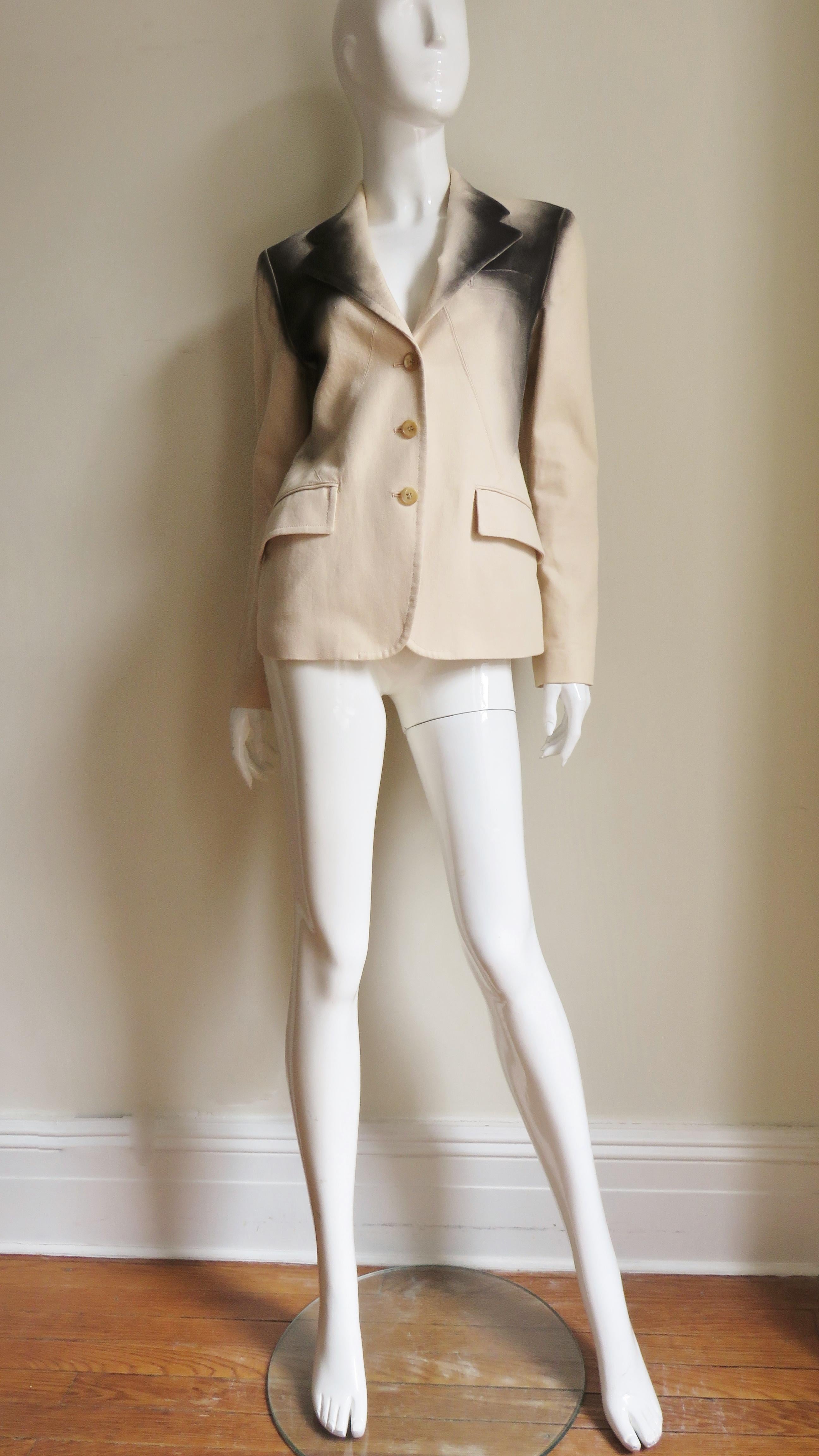 Beige Issey Miyake Ombre Spray Paint Jacket