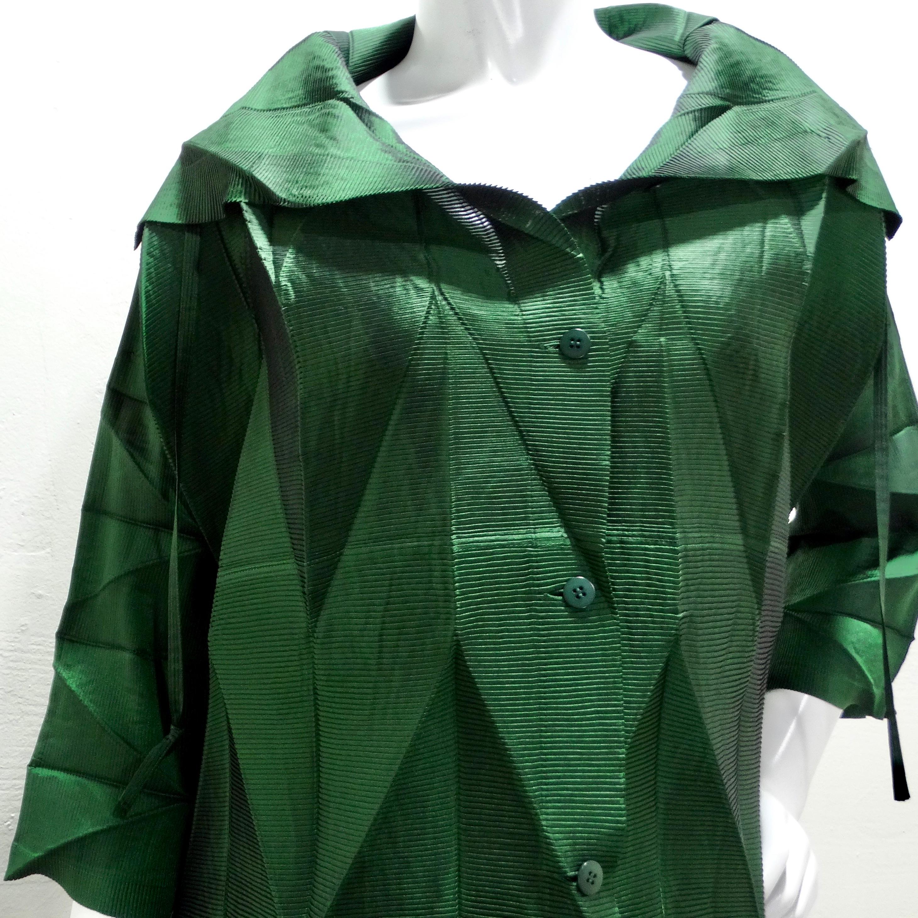 Issey Miyake Spring 2008 Runway Green Pleated Dress In Good Condition For Sale In Scottsdale, AZ