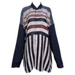 Issey Miyake SS 1985 Túnica con estampado de rayas y botones, Irving Penn Doc.