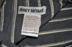 Issey Miyake Steel-Gray Striped Linen-Like Painter's Coat