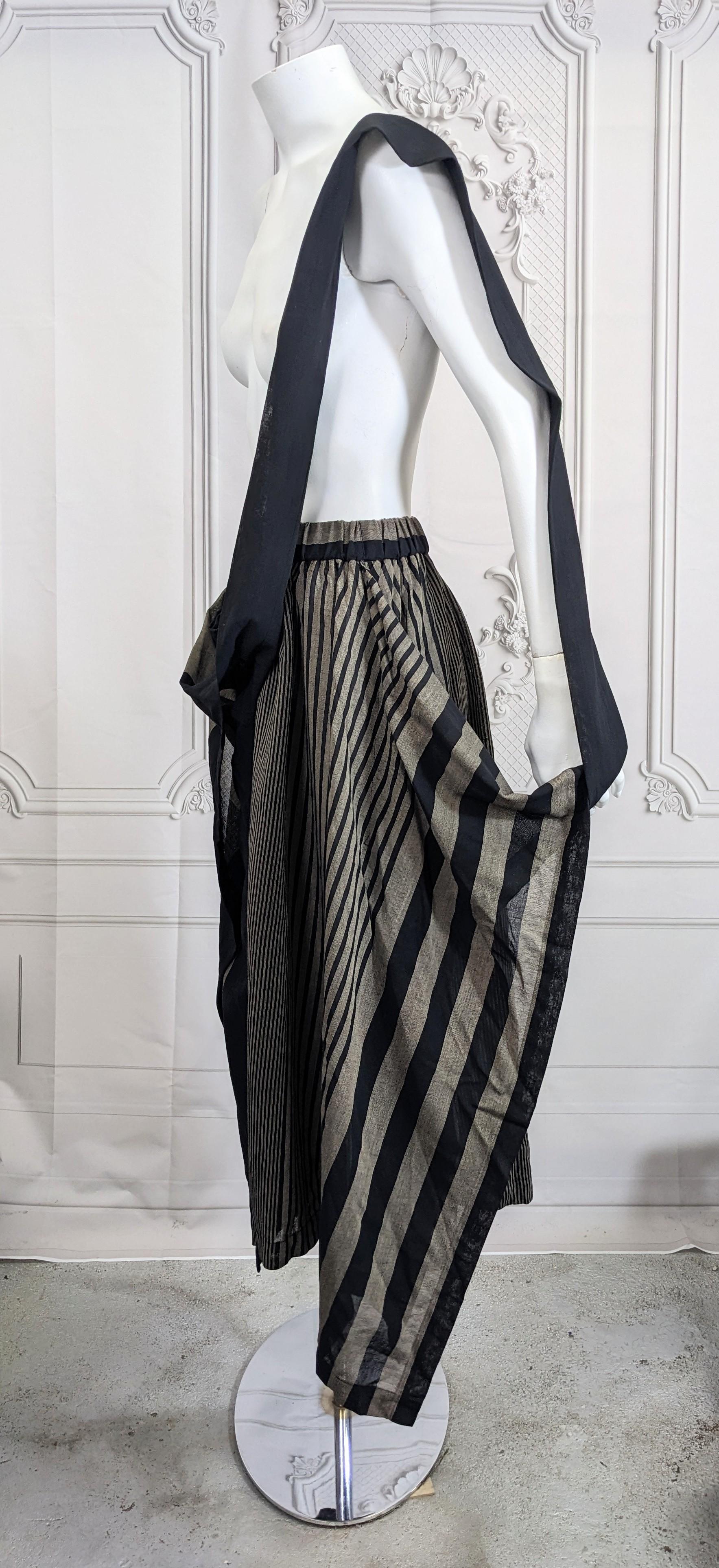 Black Issey Miyake Striped Wool Transformable Skirt For Sale