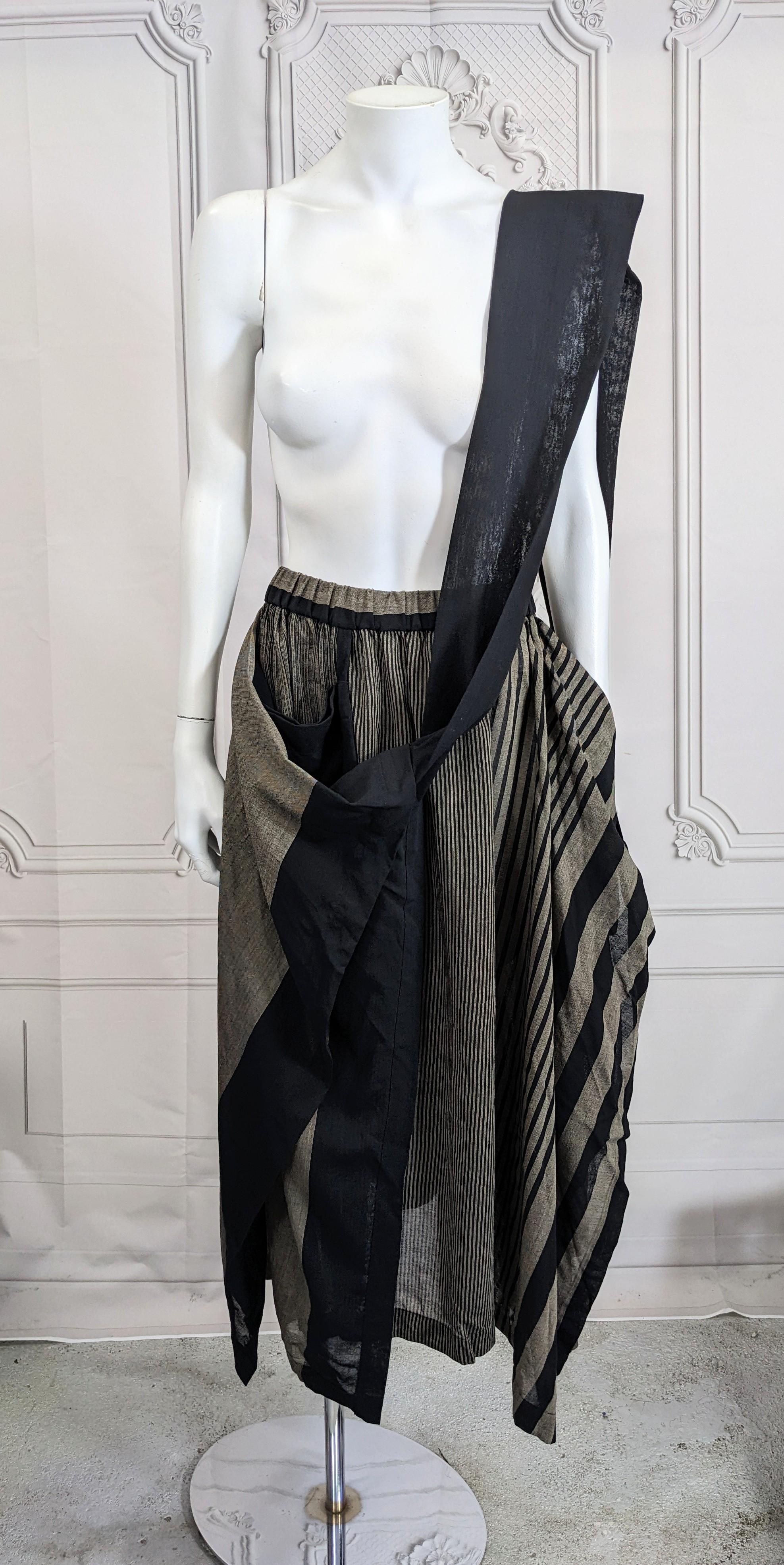 Issey Miyake Striped Wool Transformable Skirt In Good Condition For Sale In New York, NY